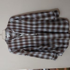 Motherhood Maternity Women's Size Medium Plaid AdjustableSleeve 1/2 Button Down